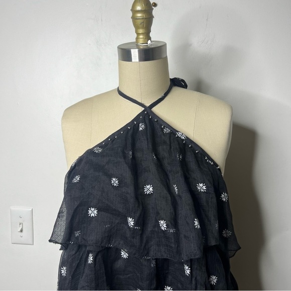 Intermix St. Roche Estrella Tiered beaded silk cotton Halter Dress - Picture 8 of 10